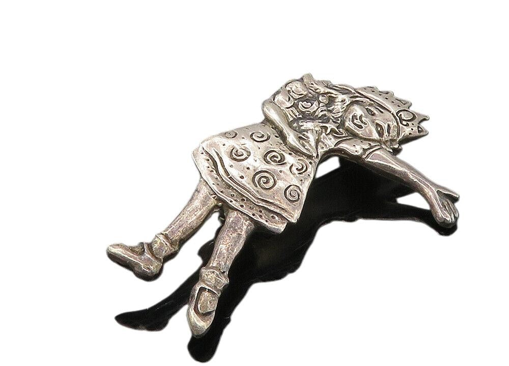 925 Sterling Silver  Vintage Shiny Mary Engelbreit Character Brooch Pin BP4084