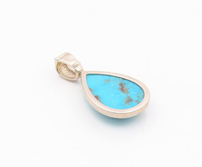 WHITNEY KELLY 925 Silver  Vintage Pear Shaped Turquoise Drop Pendant  PT20193