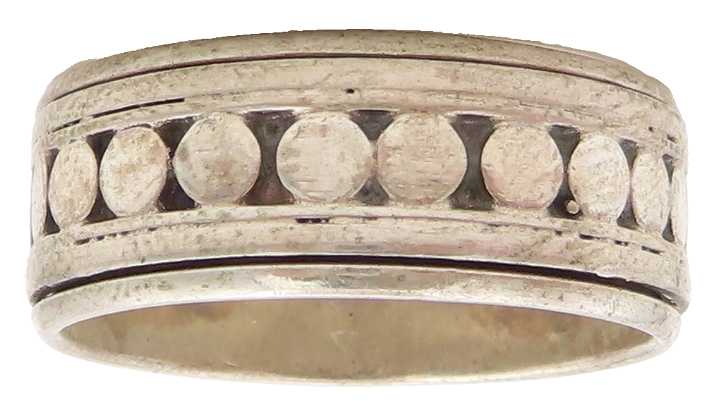 925 Sterling Silver Vintage Ring Solid Round Design Carved  Sz 12  RG31697
