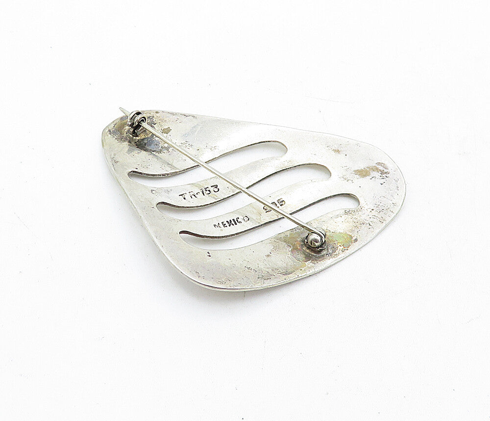 MEXICO 925 Sterling Silver  Vintage Shiny Cutout Design Brooch Pin  BP1957