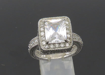 925 Sterling Silver  Vintage Shiny Cubic Zirconia Cocktail Ring Sz 10  RG20796