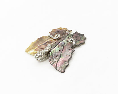 925 Sterling Silver  Abalone & Mother Of Pearl Butterfly Pendant  PT13773