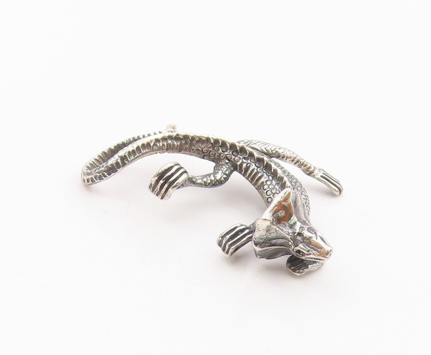 925 Sterling Silver Vintage Frilled Neck Lizard Animal Motif Pendant PT18160