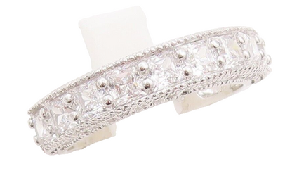 925 Sterling Silver Vintage Ring Designer Multi Shape CZ Inlay  Sz 7  RG29600