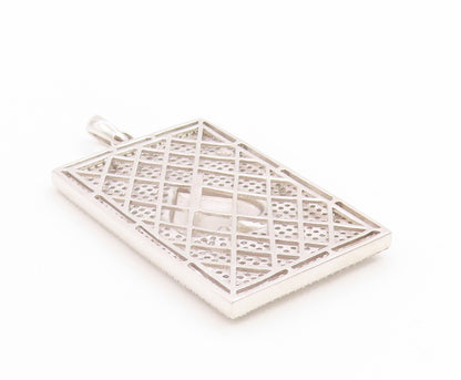 925 Sterling Silver Vintage Pendant CZ Modernist Ace Of Spade Card  PT26198