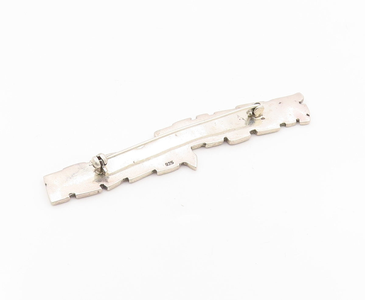 925 Sterling Silver Vintage Brooch Brutalist Cracked Pavement Design  BP12117