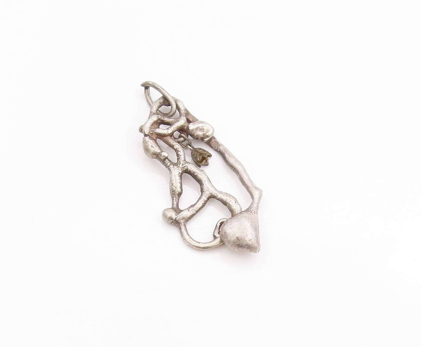 925 Sterling Silver Vintage Pendant Dark Tone Solid Brutalist Cut Out  PT24942
