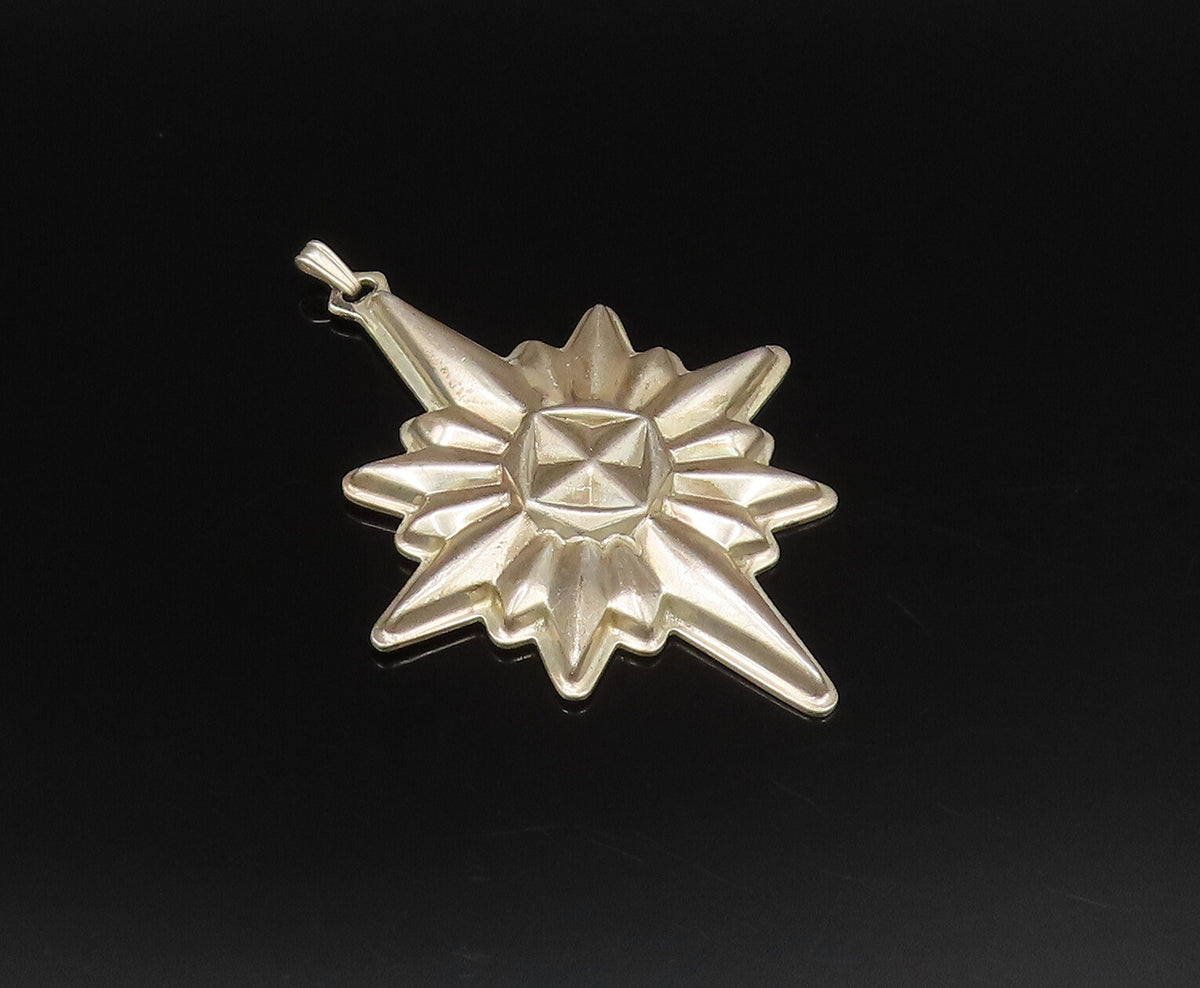 REED & BARTON 925 Silver  Vintage Christmas Star Ornate Drop Pendant  PT21622