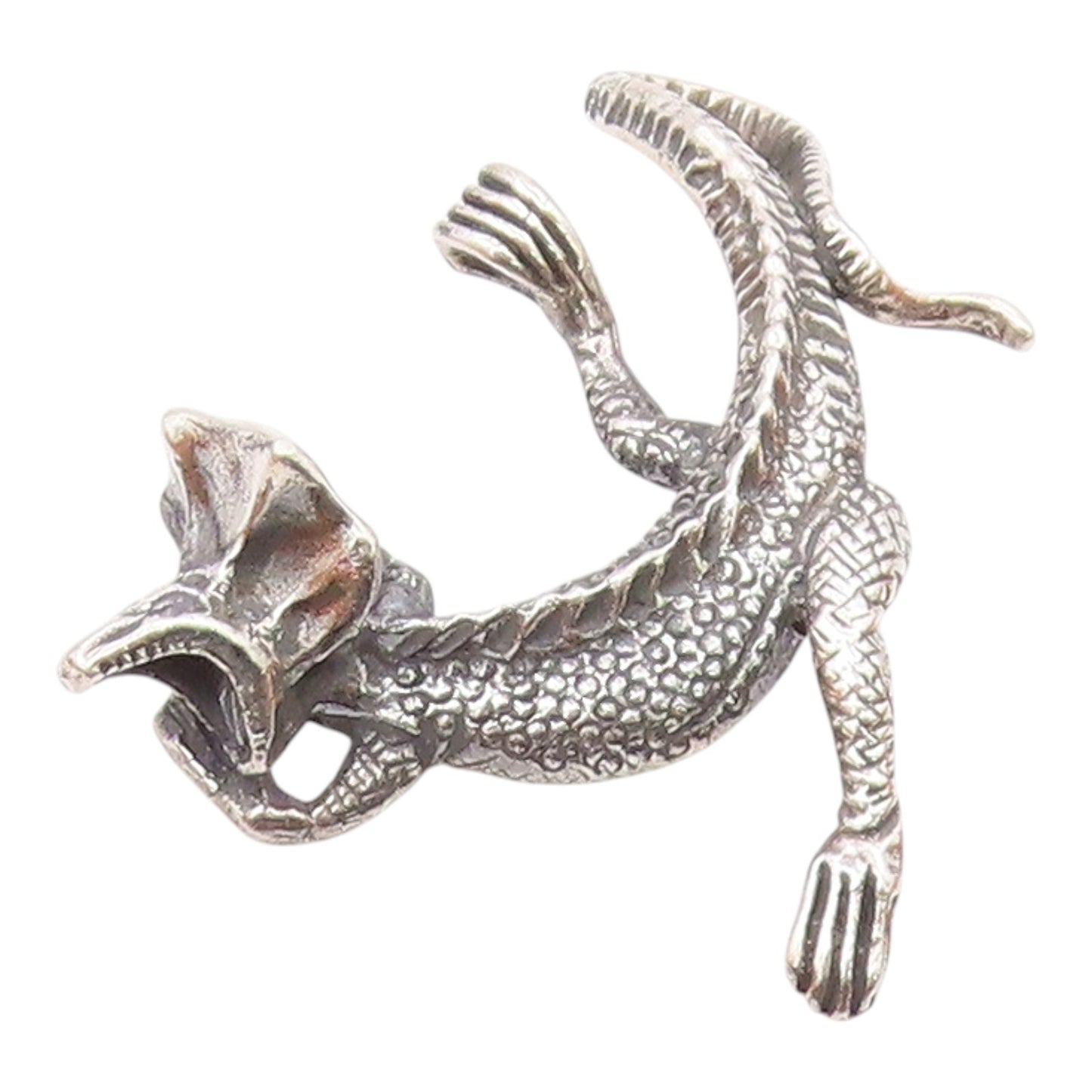 925 Sterling Silver Vintage Frilled Neck Lizard Animal Motif Pendant PT18160