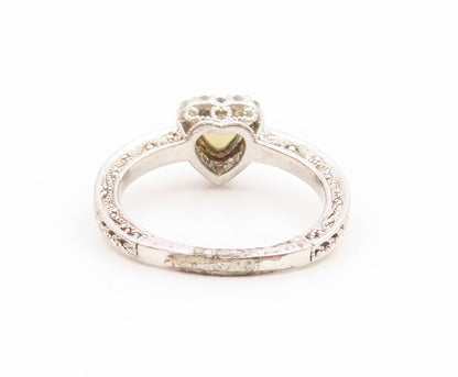 925 Sterling Silver Vintage Ring White Opal & Real Diamonds Heart  Sz 7  RG35067