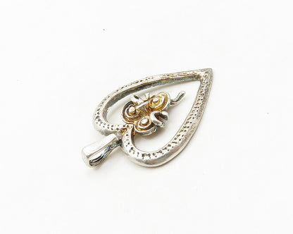 925 Sterling Silver  Vintage Shiny Open Love Heart Drop Pendant  PT15058