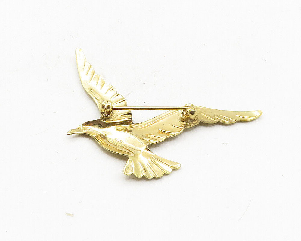 BEAU 925 Sterling Silver  Vintage Shiny Gold Plated Bird Brooch Pin  BP4038