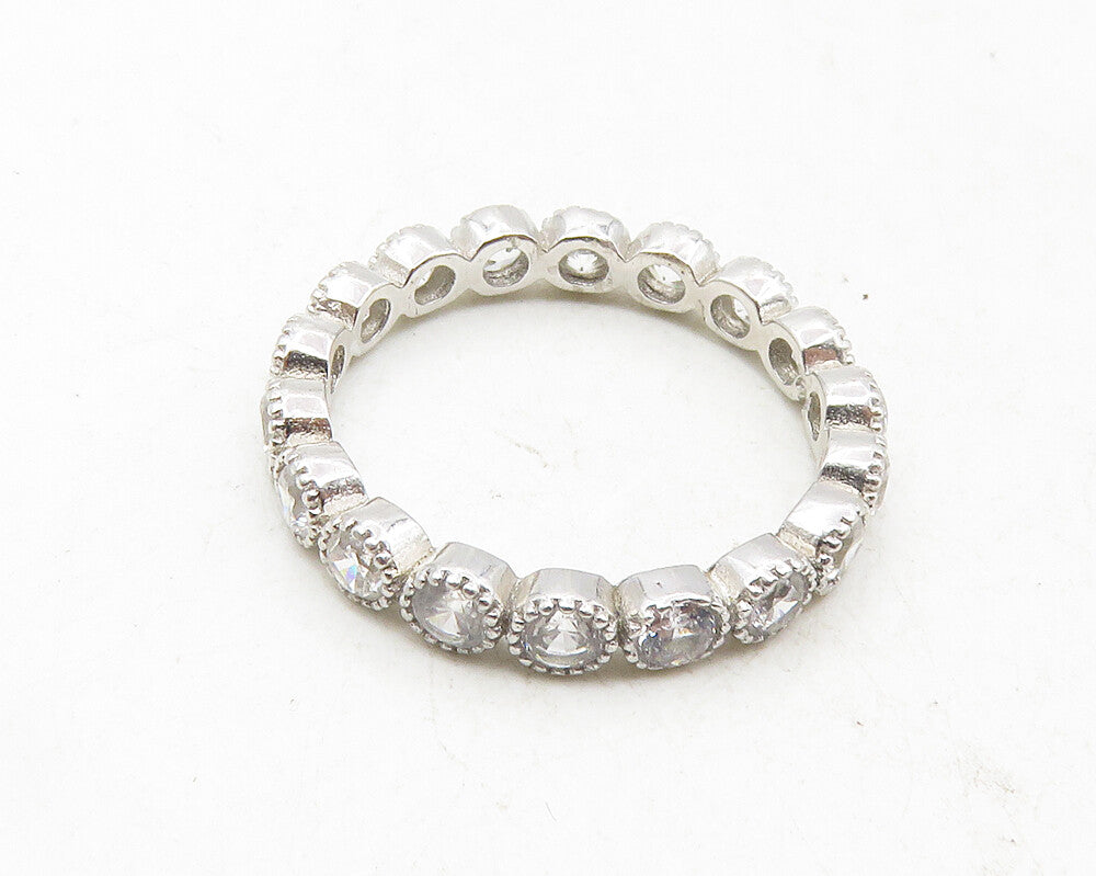 925 Sterling Silver  Shiny Petite Cubic Zirconia Eternity Ring Sz 6  RG9988