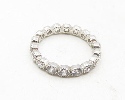 925 Sterling Silver  Shiny Petite Cubic Zirconia Eternity Ring Sz 6  RG9988