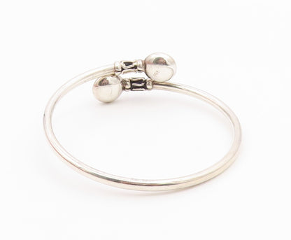 925 Sterling Silver  Vintage Smooth Swirl Detail Bypass Bangle Bracelet BT9280