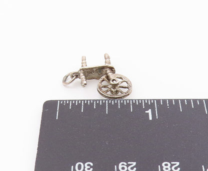 925 Sterling Silver  Vintage Old Fashioned Cotton Wheel Pendant  PT18403