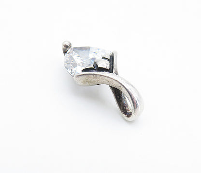 925 Sterling Silver Vintage Trillion Cut Cubic Zirconia Drop Pendant PT5302