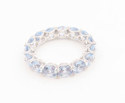 925 Sterling Silver Vintage Ring Round Blue Topaz Eternity Band  Sz 10  RG35007