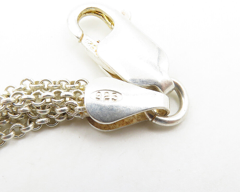 925 Silver & 14K GOLD Vintage Love Heart Multi Strand Chain Necklace NE3049