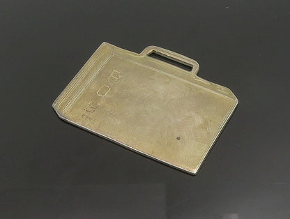 925 Sterling Silver  Vintage Etched Flat Briefcase Pendant  PT20872
