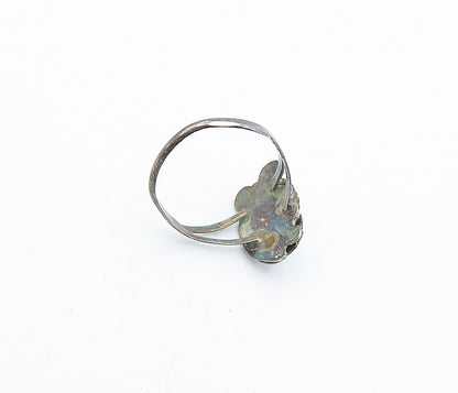 NAVAJO 925 Sterling Silver  Vintage Antique Jasper Cocktail Ring Sz 8  RG3866