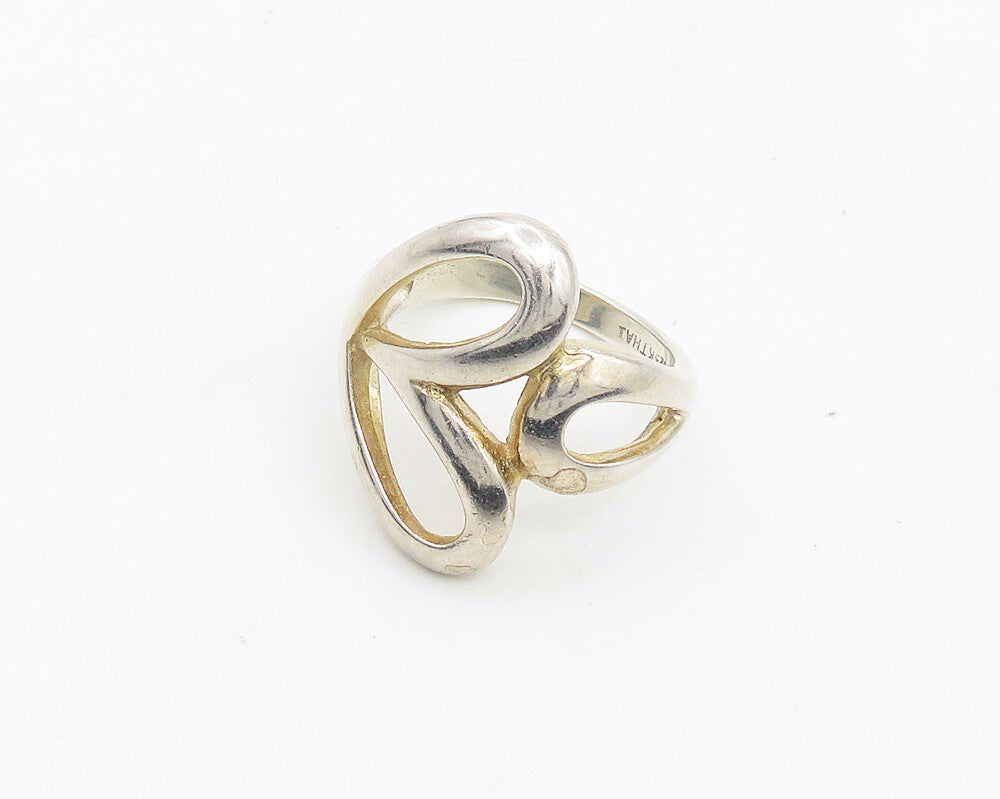 925 Sterling Silver  Vintage Shiny Open Love Heart Band Ring Sz 7  RG18448