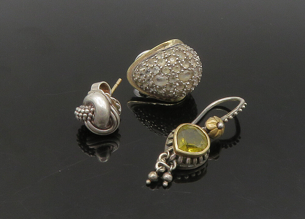 LAGOS HARDY BIXBY 925 Silver & 14K GOLD  Vintage 3 Pcs Single Earrings EG11243