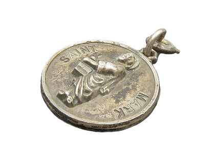 CREED 925 Sterling Silver  Vintage Antique Saint Mark Prayer Pendant  PT14784