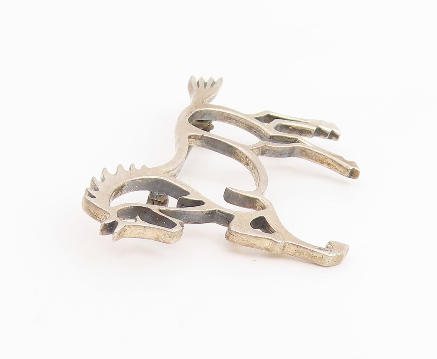 925 Sterling Silver Vintage Brooch Pin Modernist Running Horse Outline  BP12171