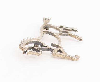 925 Sterling Silver Vintage Brooch Pin Modernist Running Horse Outline  BP12171