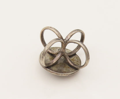 DESIGNER 925 Silver  Vintage Carved Six Petal Flower Drop Pendant  PT21998