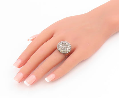 925 Sterling Silver Vintage Ring Champagne CZ Elegant Dome Band  Sz 6  RG34360