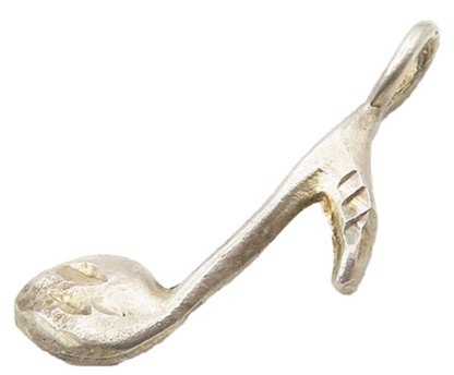 925 Sterling Silver   Vintage Petite Diamond Cut Music Notes Pendant  PT12754