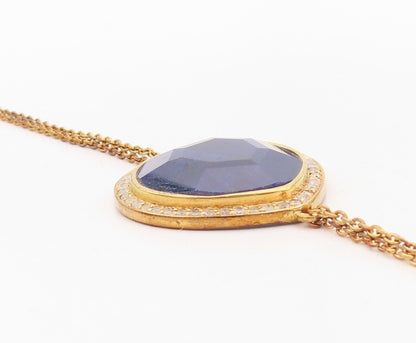 925 Sterling Silver Vintage Bracelet Gold Plated Gemstone & Diamonds BT10724