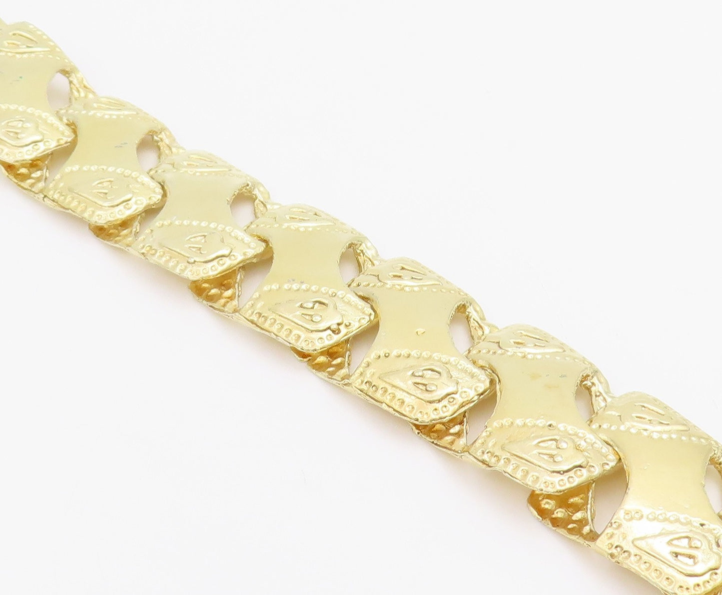 925 Sterling Silver Vintage Necklace Gold Plated Interlocking Cuban Link NE4695