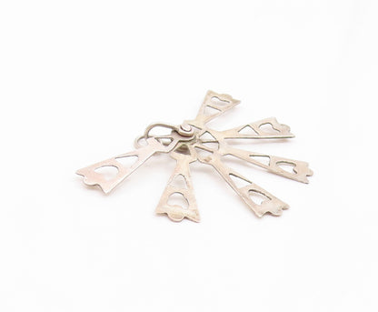 925 Silver  Vintage Triangle Cutout Folding Fan Pendant OPENS  PT21082