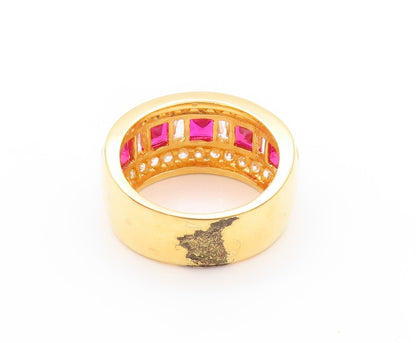 925 Sterling Silver Vintage Ring Gold Plated 2 Tone CZ Bands  Sz 7  RG32770