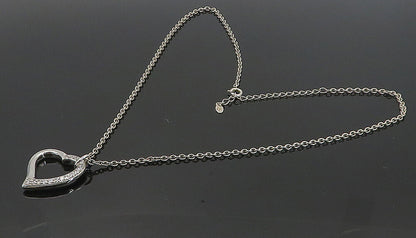 925 Sterling Silver  Cubic Zirconia Open Love Heart Chain Necklace  NE1368