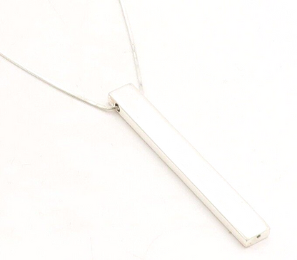 925 Sterling Silver  Knot Pattern Vertical Pendant Snake Chain Necklace NE1164