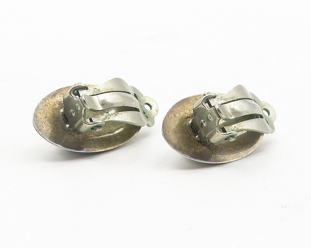 INCA NAVAJO 925 Sterling Silver  Vintage Hematite Non Pierce Earrings  EG5957