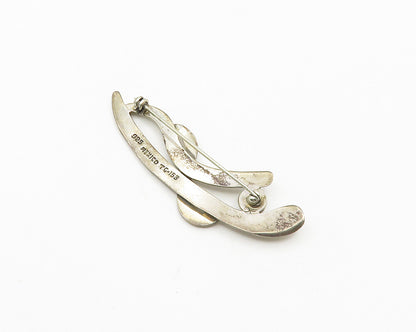 MEXICO 925 Sterling Silver  Vintage Dark Tone Smooth Shiny Brooch Pin  BP7338