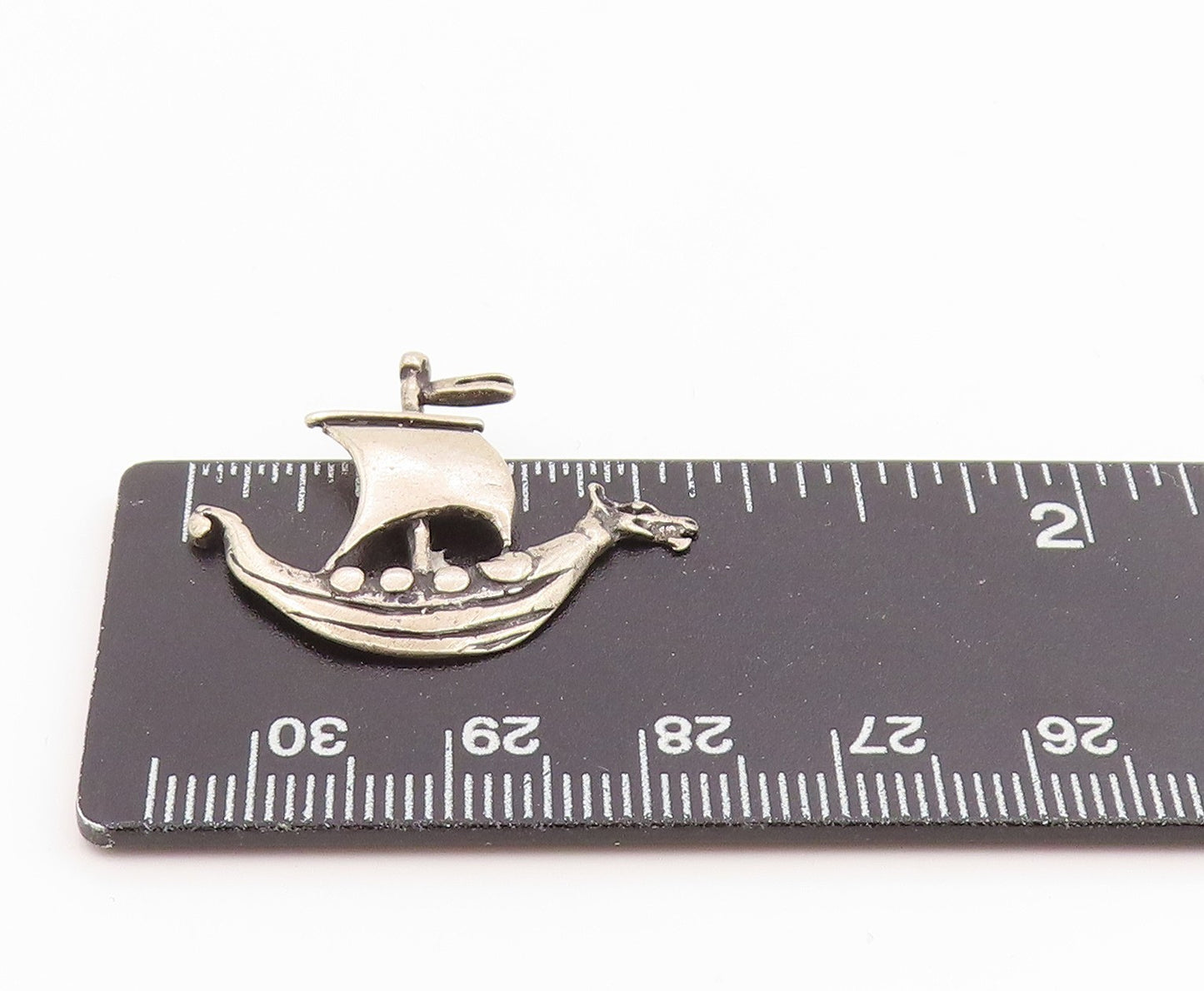 925 Sterling Silver Vintage Pendant Dragon Head Sailing Ship Charm  PT26052