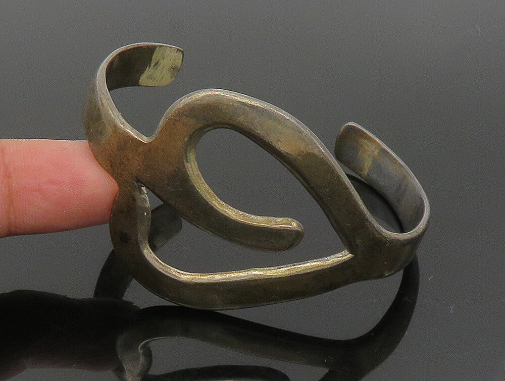 MEXICO 925 Sterling Silver  Vintage Dark Tone Open Design Cuff Bracelet BT1184