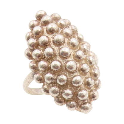 925 Sterling Silver Vintage Ring Marquise Shape Beaded Cluster  Sz 7  RG34152