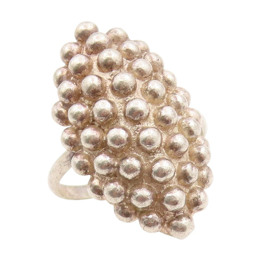 925 Sterling Silver Vintage Ring Marquise Shape Beaded Cluster  Sz 7  RG34152