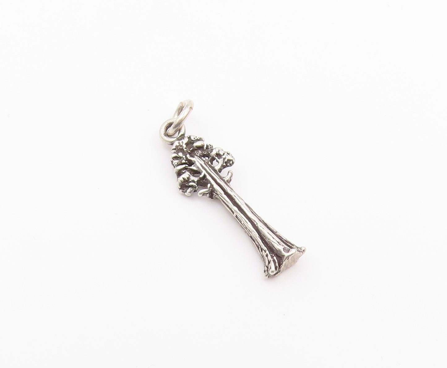 925 Sterling Silver  Vintage Petite Tall Tree Shiny Drop Pendant  PT18031