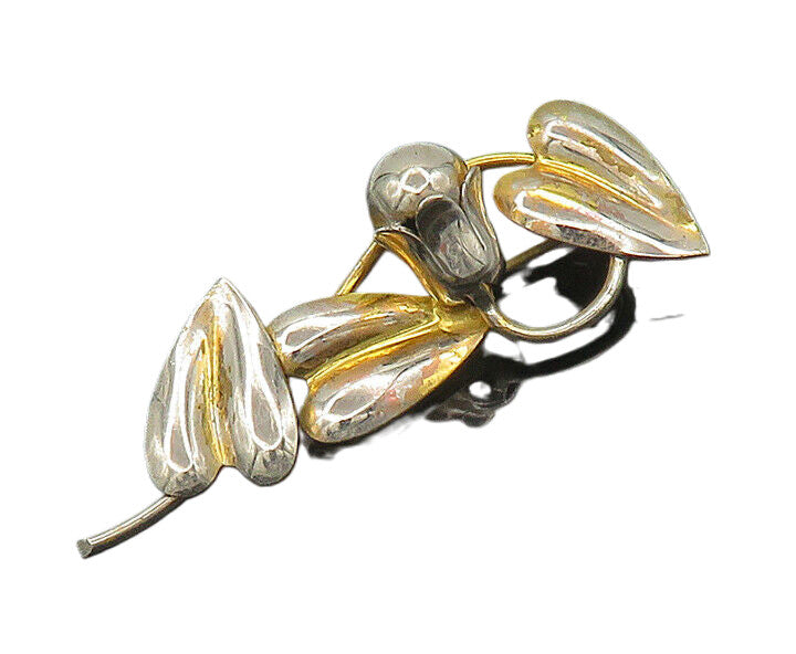 HANDLEBAR 925 Sterling Silver  Vintage Shiny Floral Vine Brooch Pin  BP7203