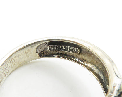 925 Silver  Vintage Hematite & Cubic Zirconia Cocktail Ring Sz 7  RG18412
