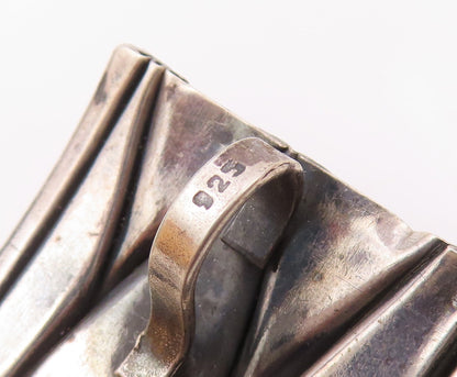 925 Sterling Silver  Vintage Fluted Modernist Curved Pendant  PT20284