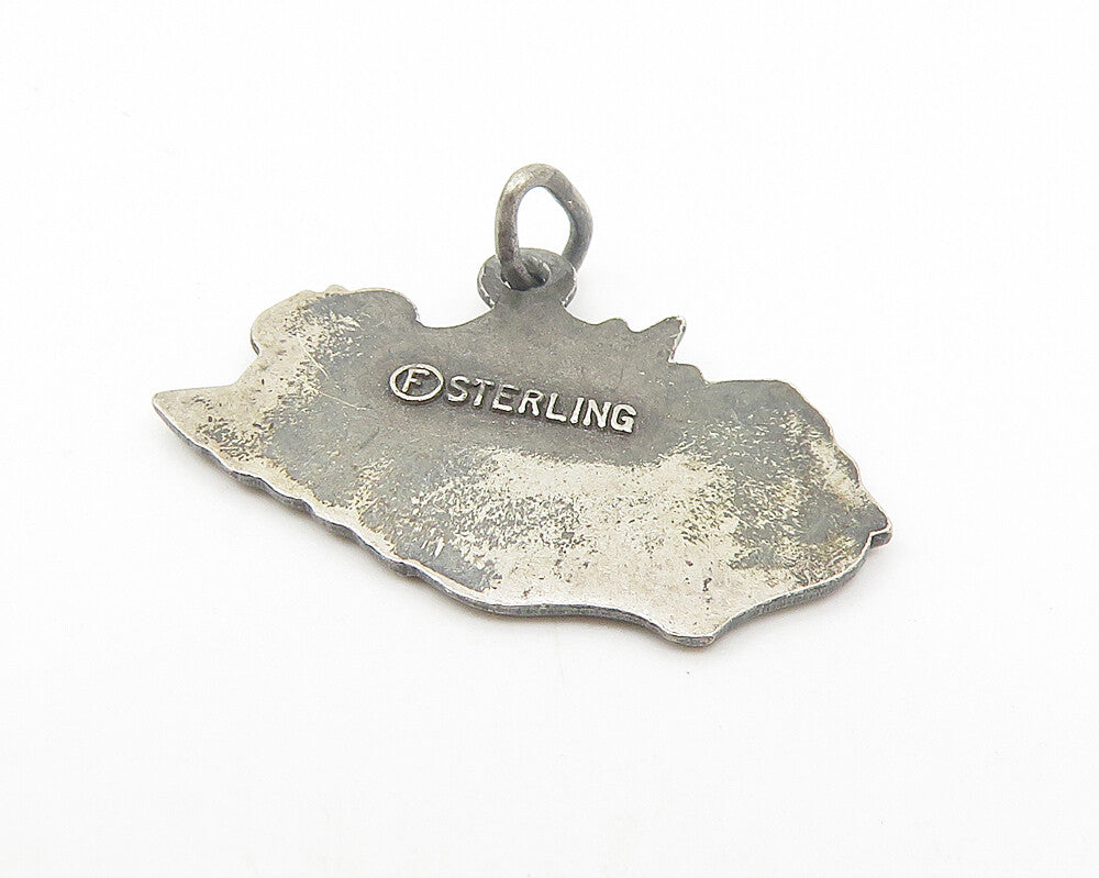 925 Sterling Silver  Vintage Petite Dark Tone Tennessee Map Pendant  PT9053